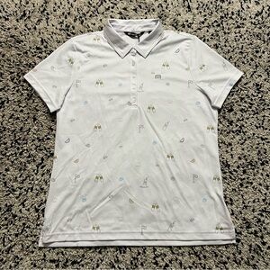 Travis Mathew Golf Keep ‘Em Coming White Polo Shirt High Noon Seltzer Women’s XL